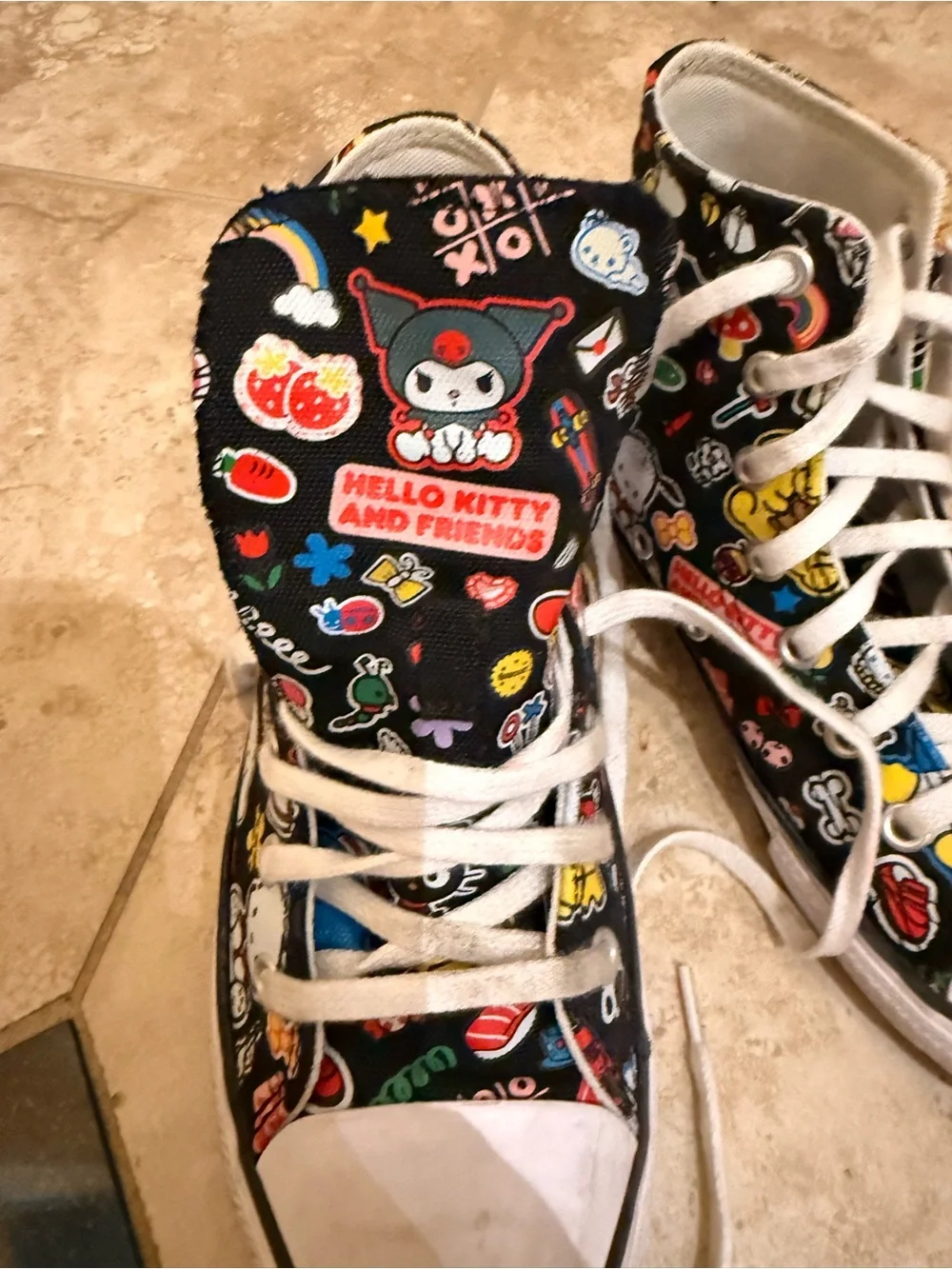 High-Top Converse Sneakers with Hello Kitty and Friends Print
